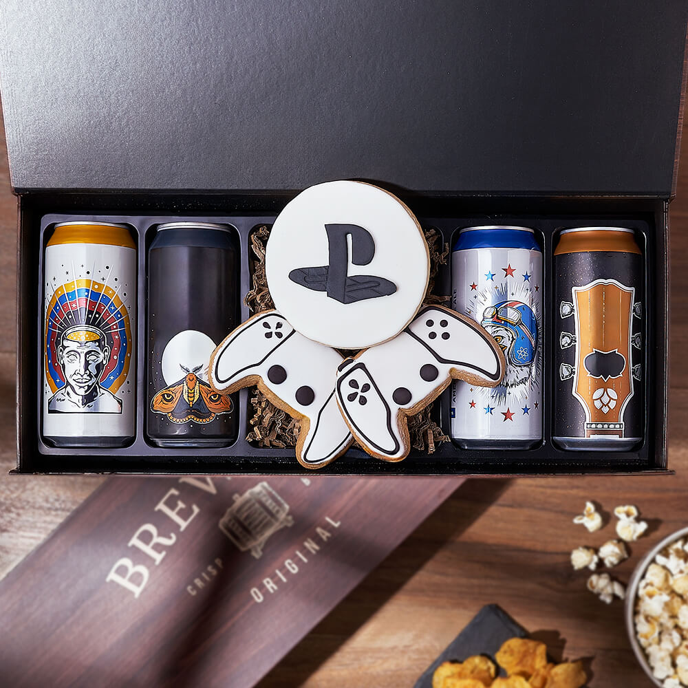 Craft Brew & Gaming Gift Set, beer gift, beer, gaming gift, gaming, cookie gift, cookie, Connecticut delivery