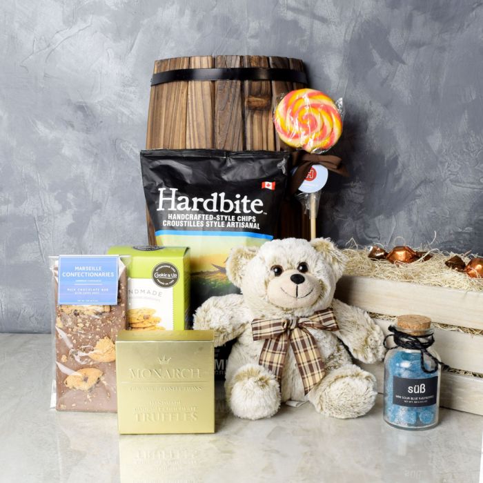 Cuddly Bear Snack Gift Crate from Connecticut Baskets - Connecticut Delivery