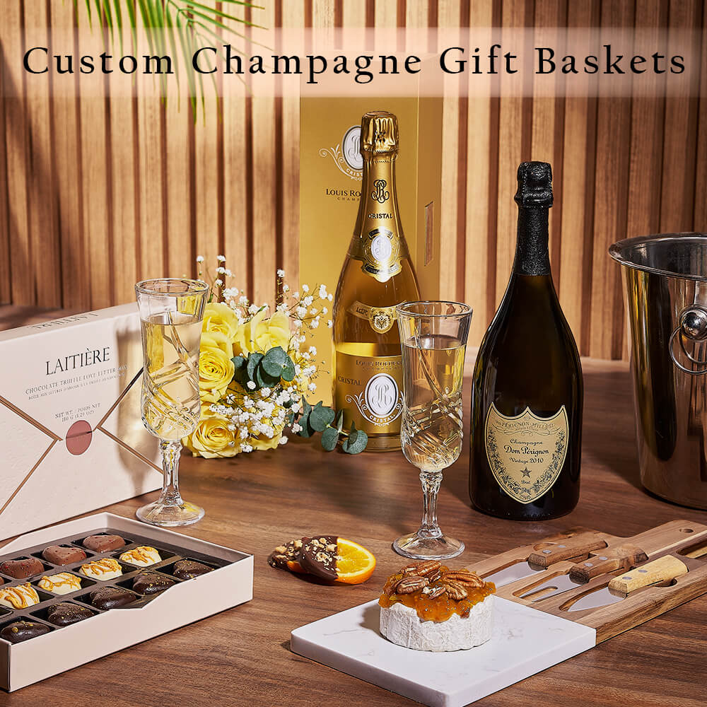 Custom Champagne Gift Baskets from Connecticut Baskets - Champagne Gift Set - Connecticut Delivery