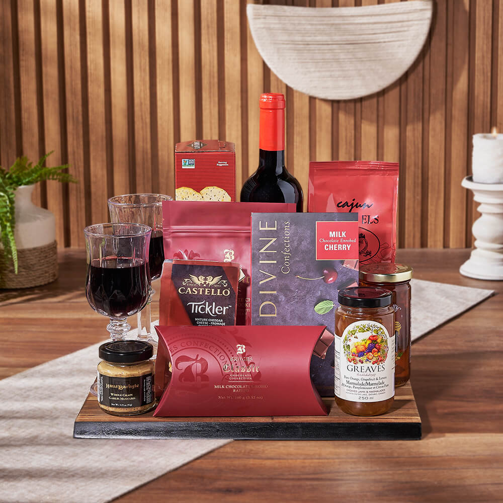 Wine and Cheese Delight Basket – how the gift is presented