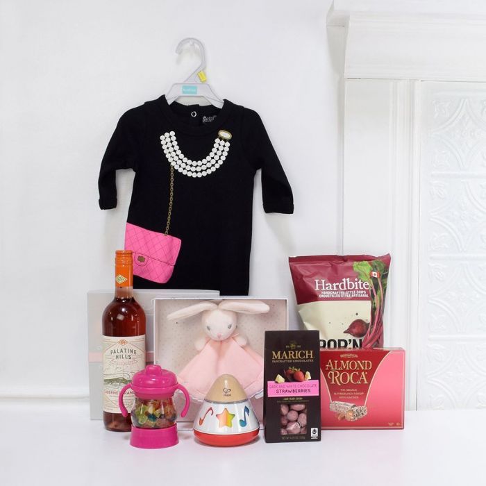 Wine Gift Basket Featuring Marich Chocolates and Almond Roca Treats – how the gift is presented