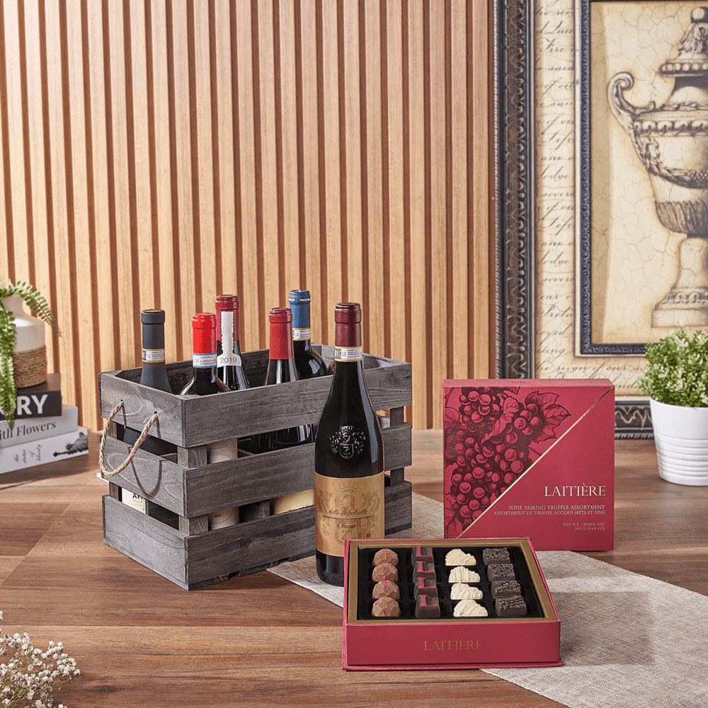 Exceptional Wine Gift Crate - Premium Wines, wine gift, wine, chocolate gift, chocolate, luxury gift, luxury, Connecticut delivery