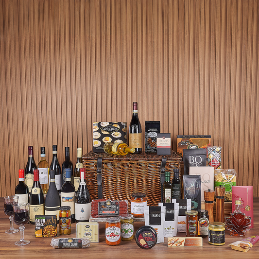 Exquisite Wine & Goodie Basket - Vintage Premium Wines, wine gift, wine, chocolate gift, chocolate, luxury gift, luxury, Connecticut delivery
