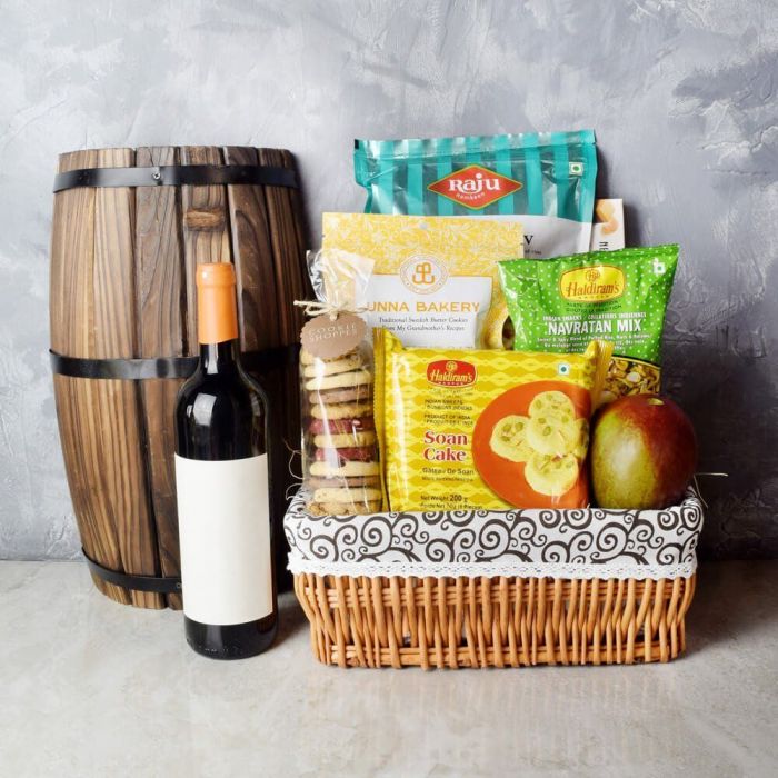 Flavors Of Diwali Gift Basket With Wine from Connecticut Baskets - Connecticut Delivery