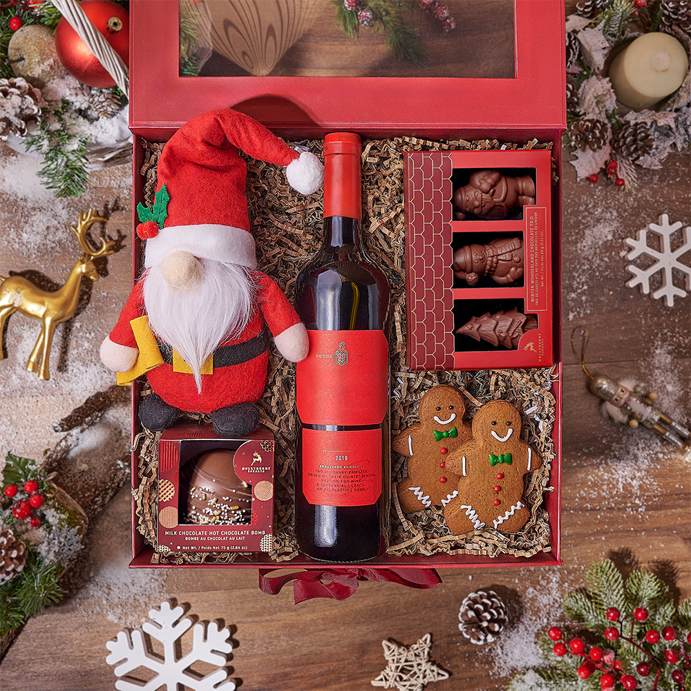 Gingerbread Man & Wine Gift Set, wine gift, wine, chocolate gift, chocolate, christmas gift, christmas, Connecticut delivery