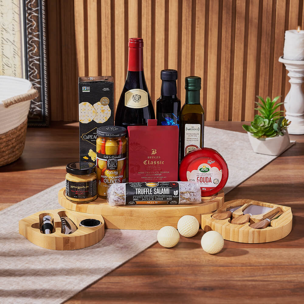 Wine and Spicy Snack Basket – how the gift is presented