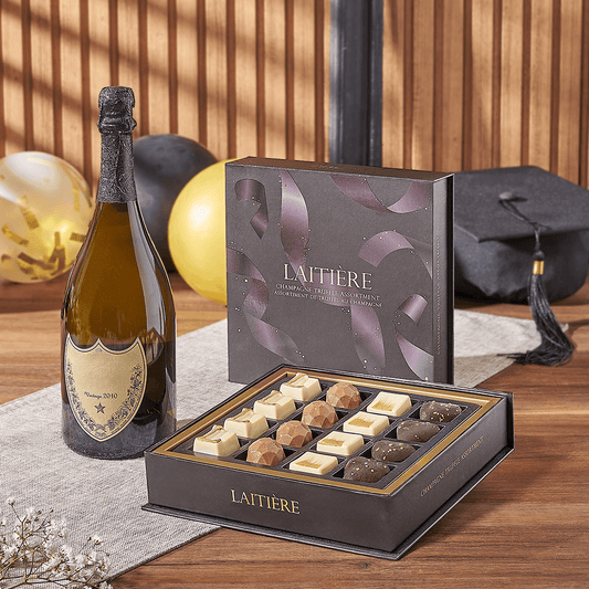 Graduation Champagne & Truffle Gift, graduation gift, graduation, champagne gift, champagne, sparkling wine gift, sparkling wine, chocolate gift, chocolate, Connecticut delivery