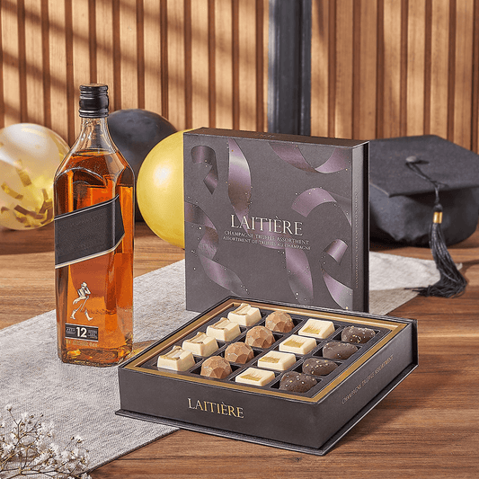 Graduation Spirits & Truffle Gift, graduation gift, graduation, liquor gift, liquor, chocolate gift, chocolate, Connecticut delivery
