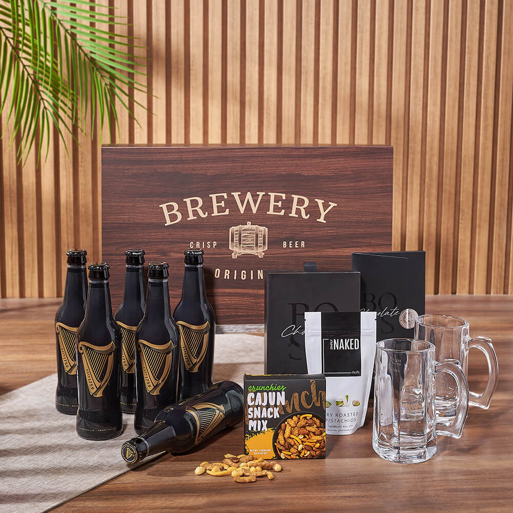Guinness Beer and Dark Chocolate Basket – how the gift is presented
