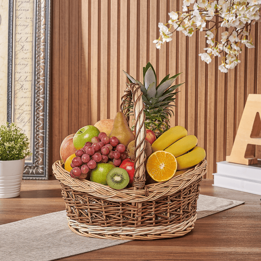 Gourmet celebration basket with premium foods and treats
