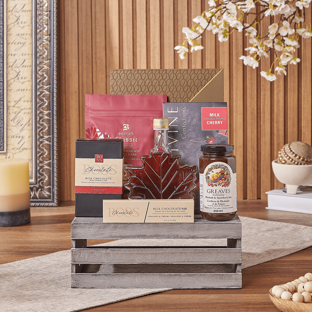 Halal Chocolate and Jam Gift Crate – how the gift is presented