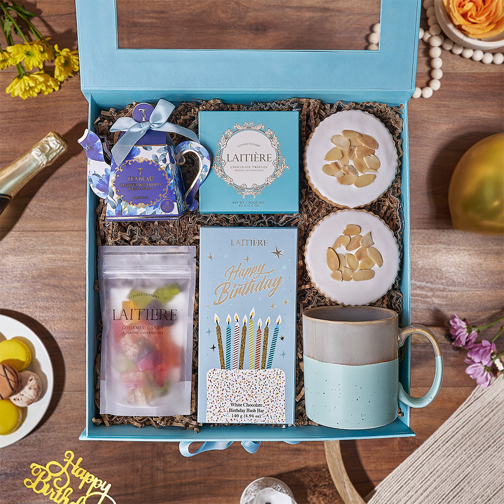 Happy Birthday Tea Time Gift Box, tea gift, tea, chocolate gift, chocolate, birthday gift, birthday, Connecticut delivery