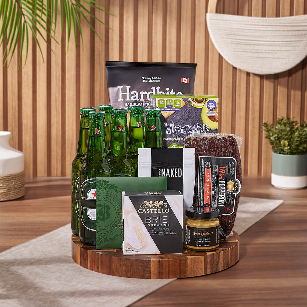 Heineken Beer & Snacks Basket, beer gift, beer, Heineken gift, Heineken, charcuterie gift, charcuterie, Connecticut delivery