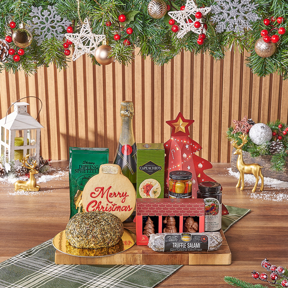 Holiday Celebration Sparkling Wine Basket – how the gift is presented