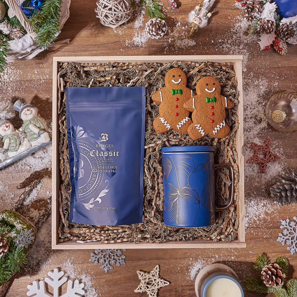 Blue and Gold Mug Gift Basket – how the gift is presented