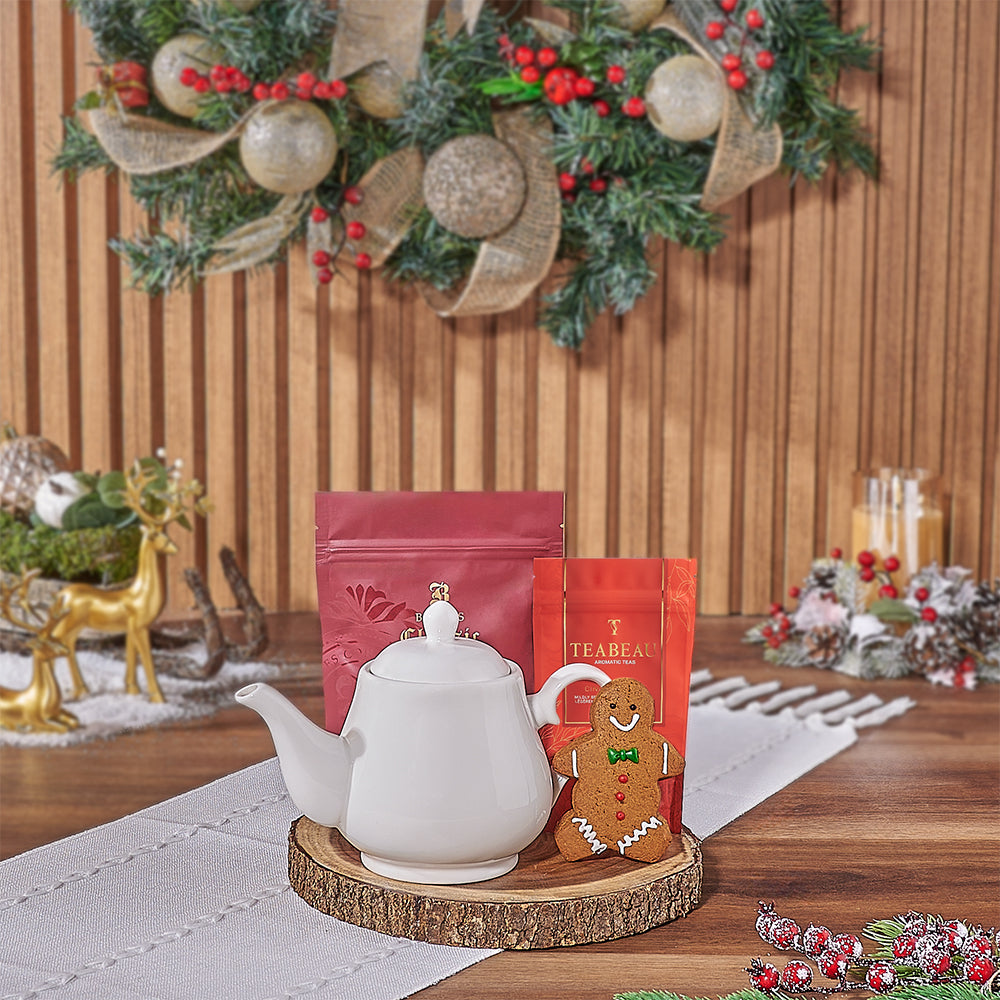 Holiday Cinnamon Tea and Shortbread Basket – how the gift is presented