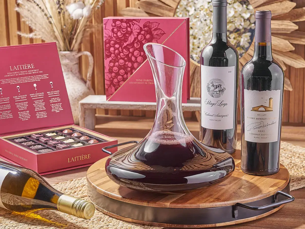 Gourmet foods chocolates and wine selected for Connecticut Baskets gift baskets