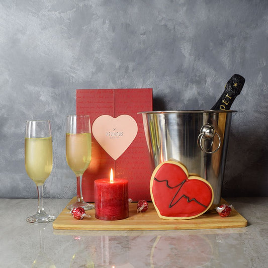 Kingsway Valentine’s Day Basket from America Baskets - Champagne Gift Set - Connecticut Delivery.