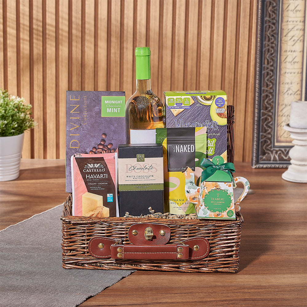 Kosher Wine with Jasmine Tea Basket – how the gift is presented