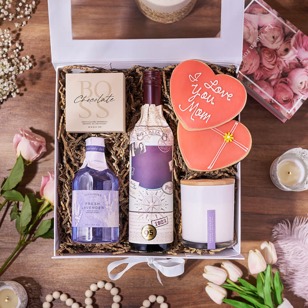 Luxurious Mother’s Day Spa Gift Box, mothers day gift, mothers day, spa gift, spa, wine gift, wine, bath & body gift, bath & body, Connecticut delivery