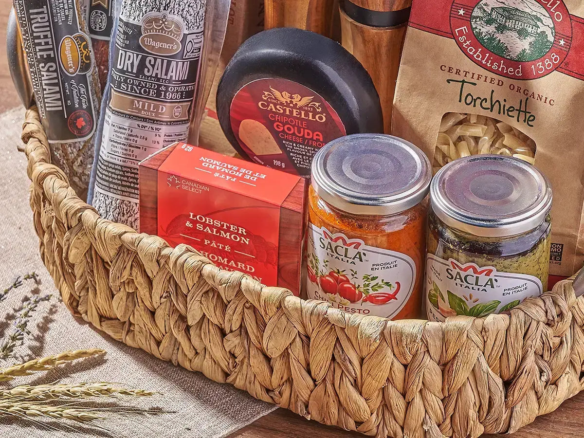 Custom gourmet gift basket prepared by Connecticut Baskets