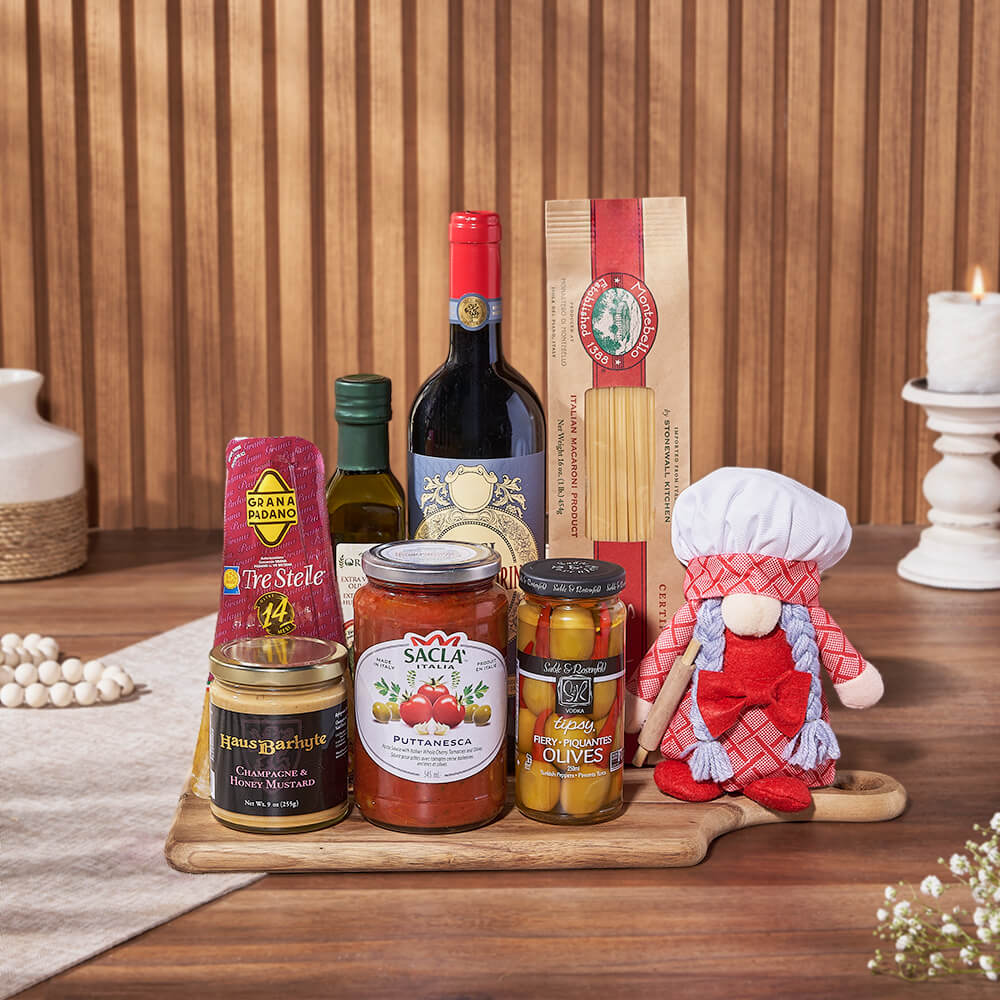 Italian Gourmet Gift Set with Wine – how the gift is presented