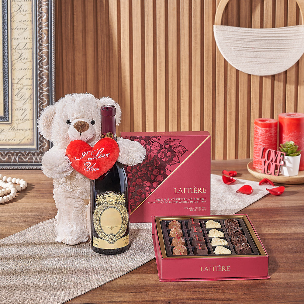 Richview Valentine’s Day Wine Basket, wine gift, wine, chocolate gift, chocolate, Connecticut delivery