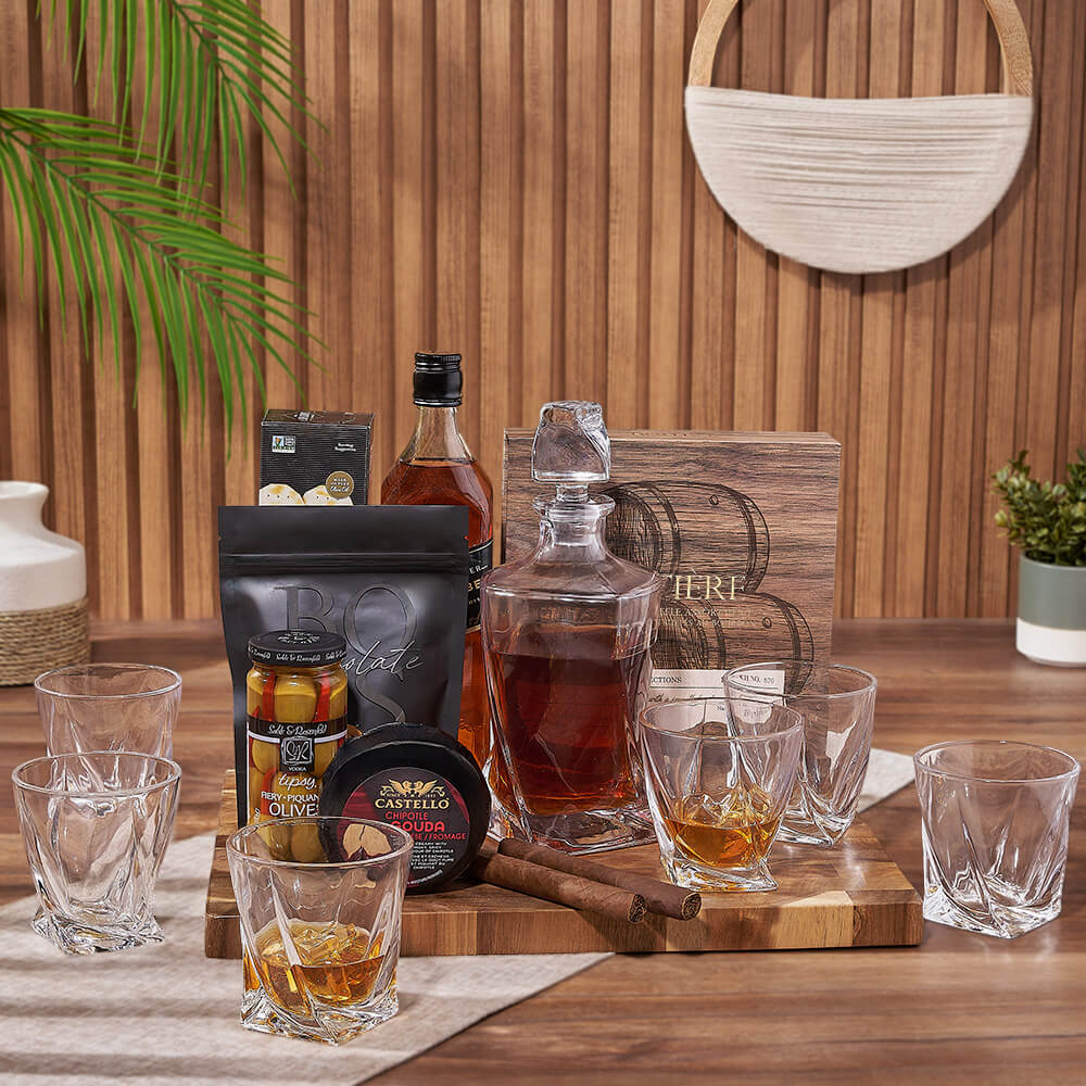 Liquor Gift Set with Artisan Crackers – how the gift is presented
