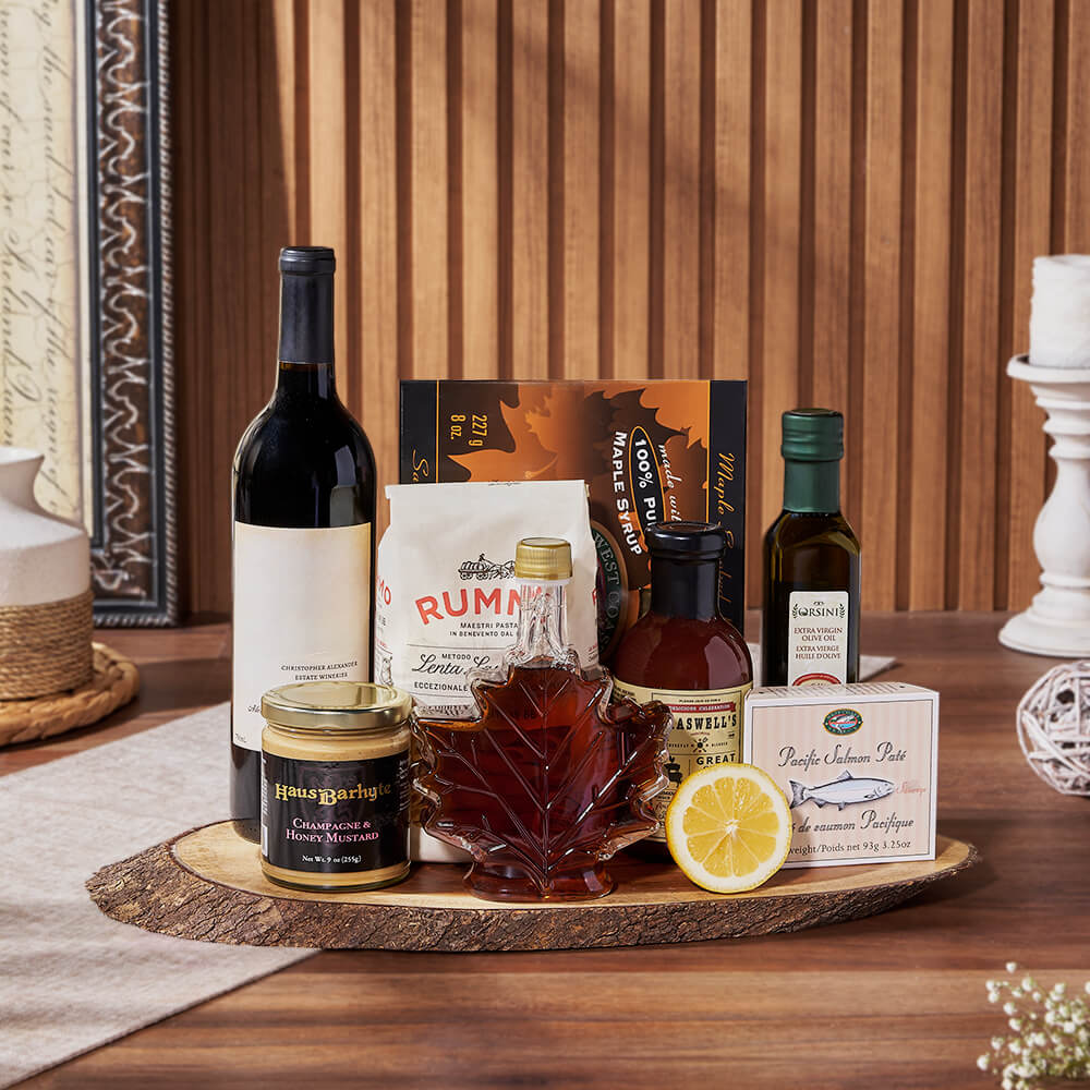Artisan Wine and Smoked Salmon Gift – how the gift is presented