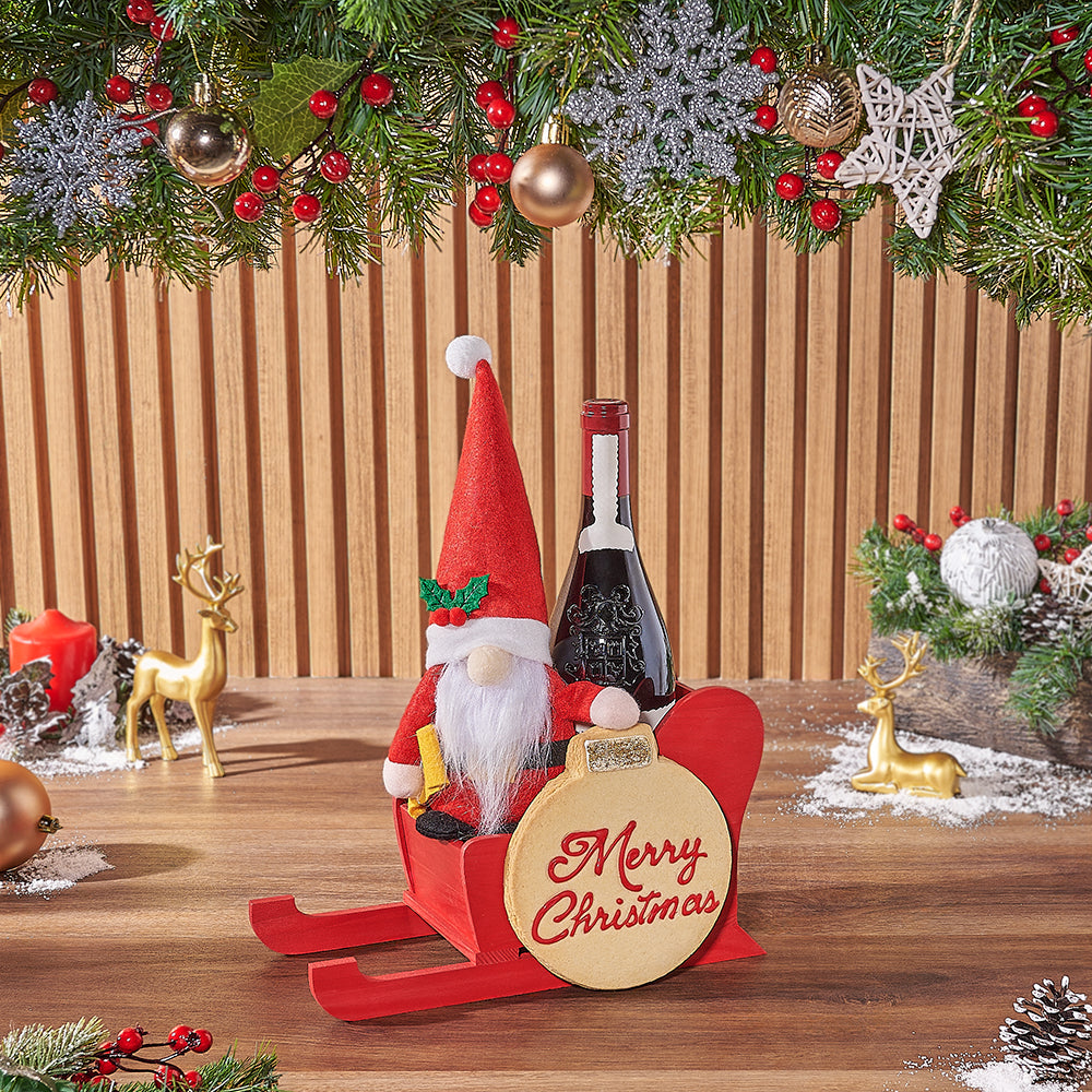 Christmas Wine Sled Gift – how the gift is presented