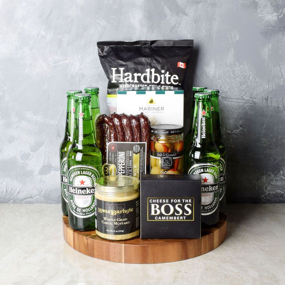 Cheese and Beer Gift Basket – how the gift is presented