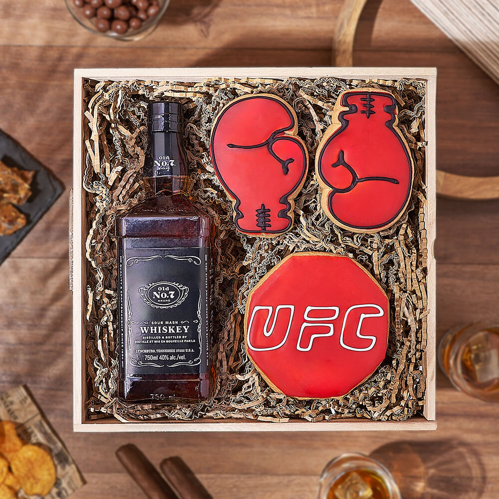 Spirits & Boxing Cookie Gift, liquor gift, liquor, cookie gift, cookie, sports gift, sports, Connecticut delivery