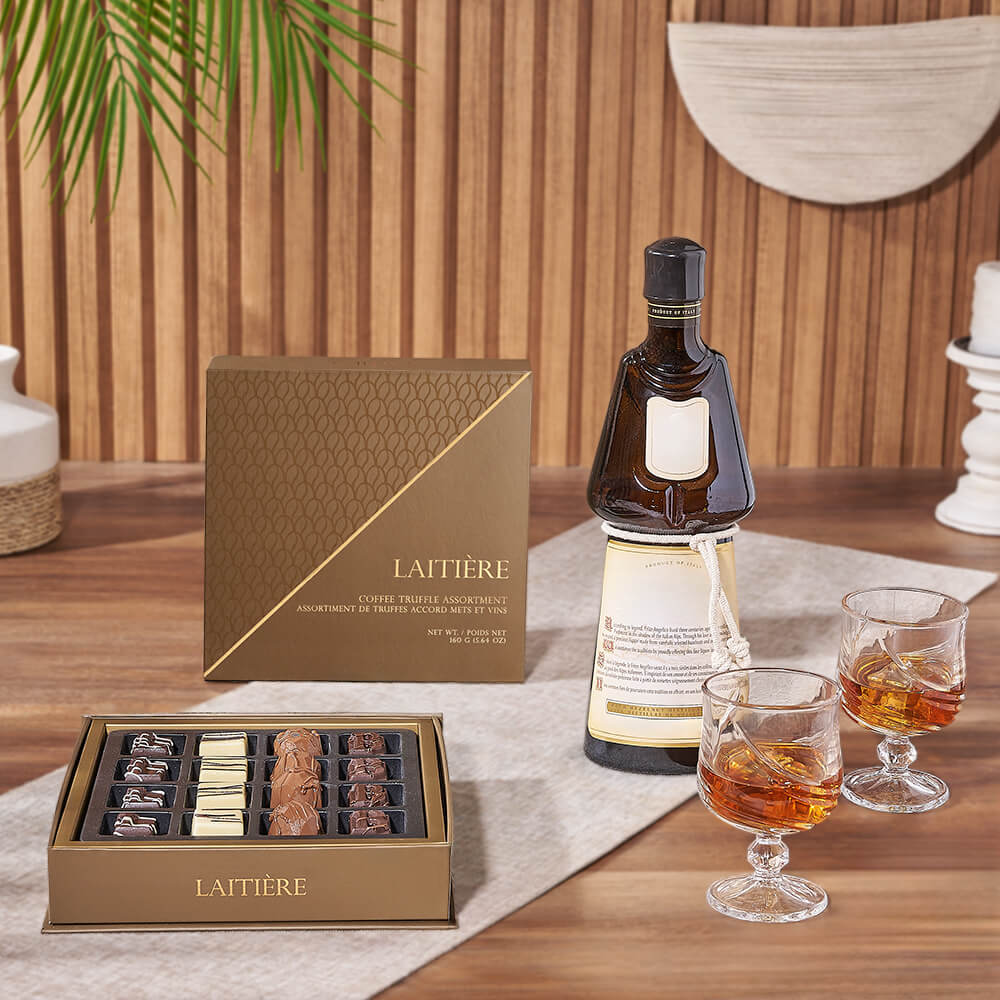 Vodka Gift Box with Coffee Chocolates – how the gift is presented