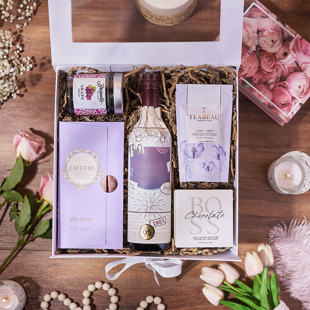 Striking Wine & Chocolate Gift Box, wine gift, wine, chocolate gift, chocolate, tea gift, tea, Connecticut delivery