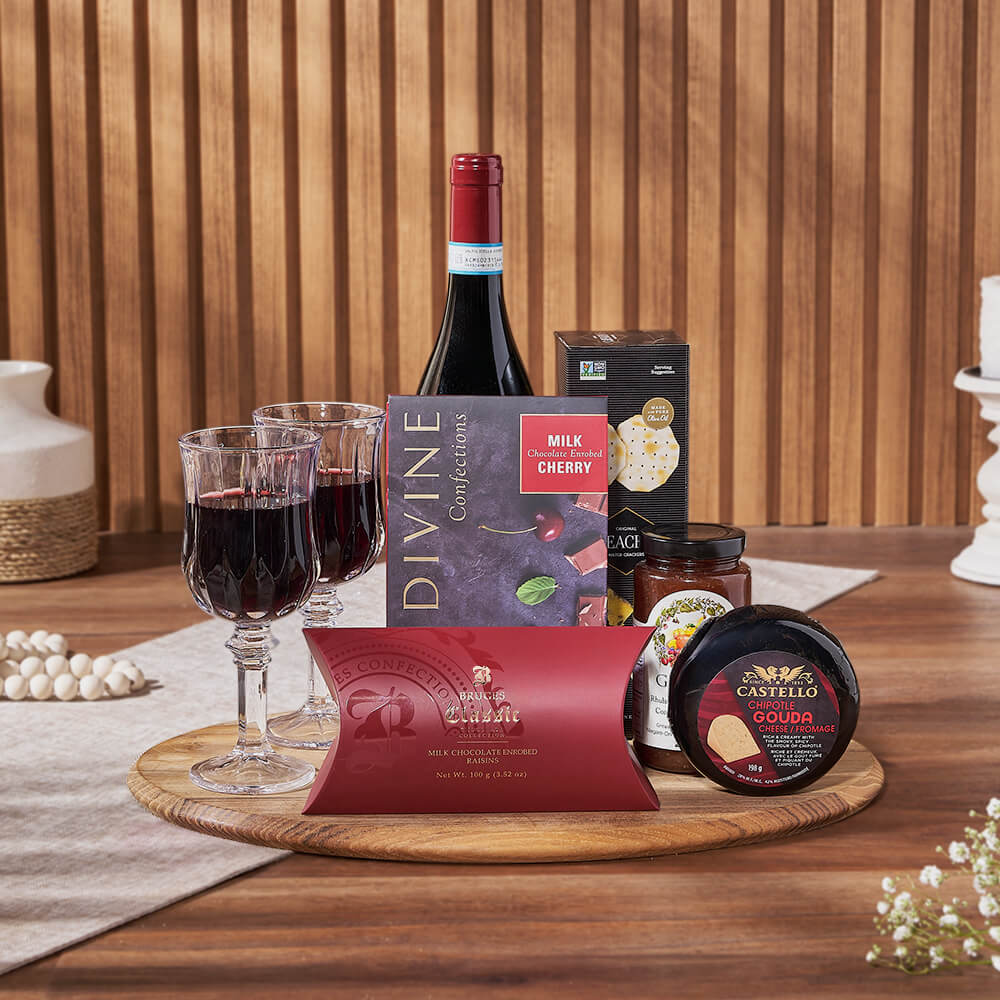 Wine Present with Glasses and Treats – how the gift is presented