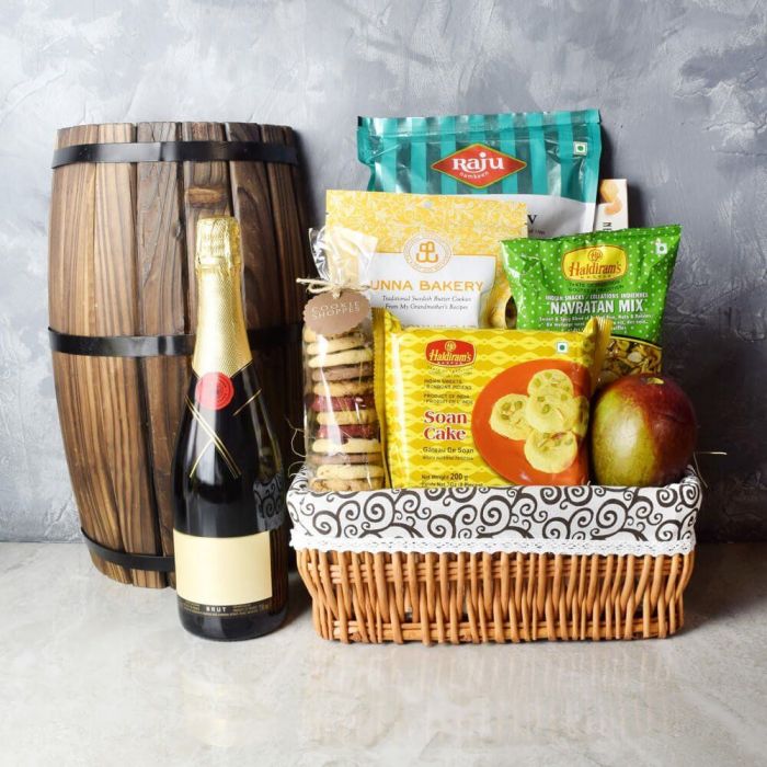 Taste At Its Best Diwali Gift Basket from  Connecticut Baskets - Champagne Gift Set - Connecticut Delivery