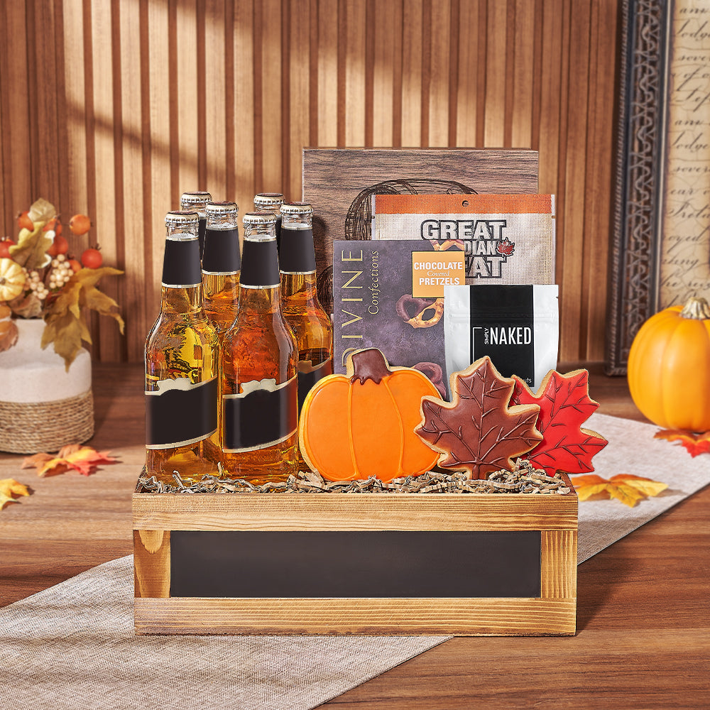 Thanksgiving Beer and Jerky Basket – how the gift is presented