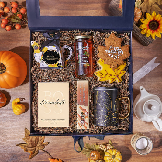 Thanksgiving Tea Gift Box, chocolate gift, chocolate, thanksgiving gift, thanksgiving, tea gift, tea, Connecticut delivery