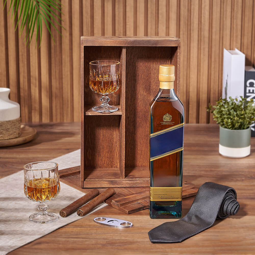 Liquor Decanter Box Gift Basket – how the gift is presented
