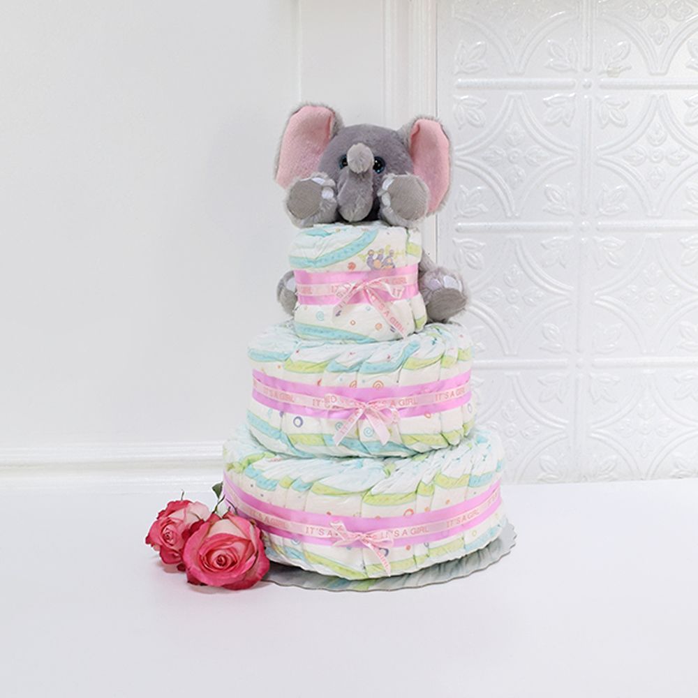 Unisex Diaper Cake from Connecticut Baskets - Baby Gift - Connecticut Delivery.