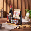 Wine Pasta Gift Set - Wine Gift Basket With Cheese, Pasta, Oilive Oil, and Cutting Board