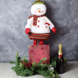Snowman & Gourmet Chocolates With Champagne Gift Set Connecticut